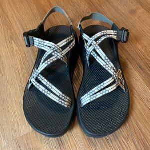 White Chaco double strap sandals